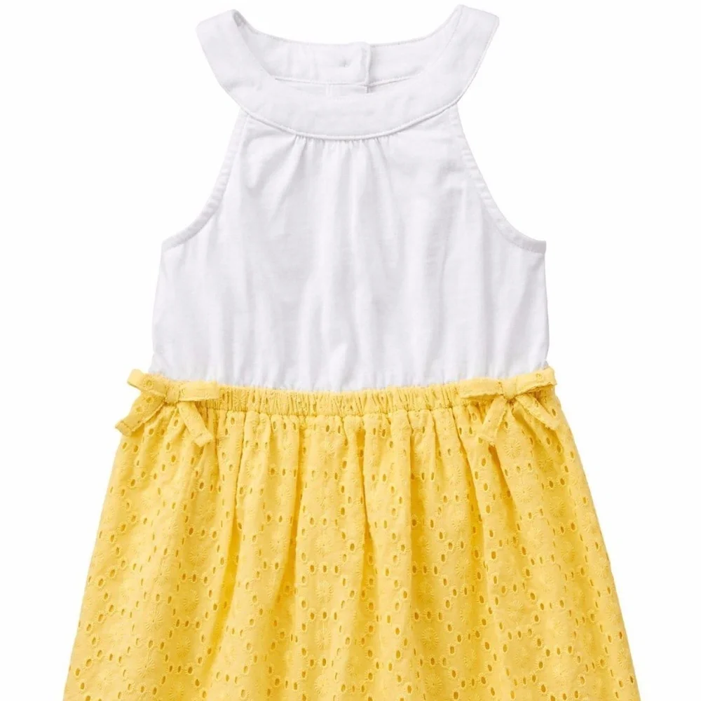 Gymboree Baby Girl Sleeveless Eyelet Dress Set Size 6-12 Mo Yellow White‎ NWT